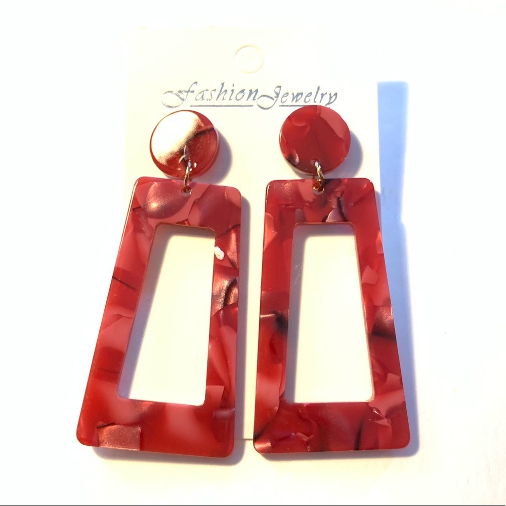 Bold Red Acrylic Stud Earrings